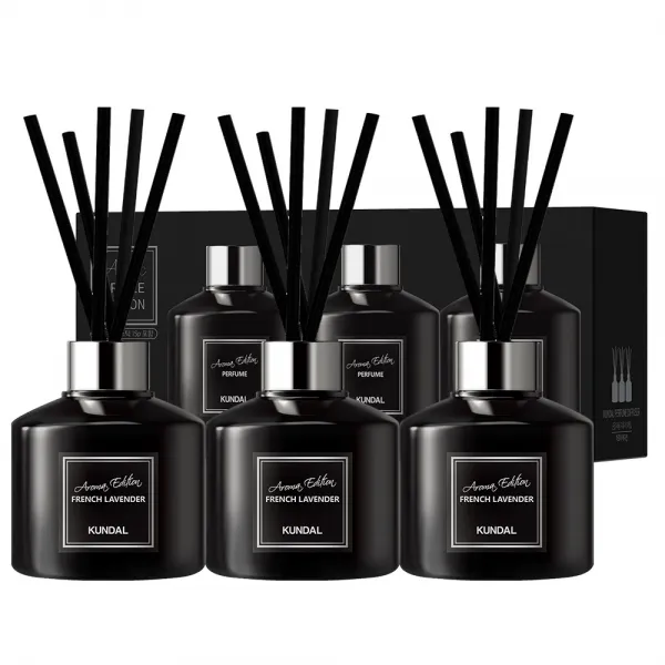 쿤달 퍼퓸 디퓨저 아로마에디션 200ml 3개 + 섬유스틱 15개 세트 프렌치라벤더향