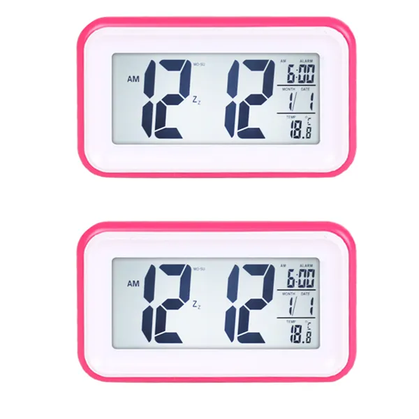 하루이 디지탈 탁상시계 터치형 2p, 핑크