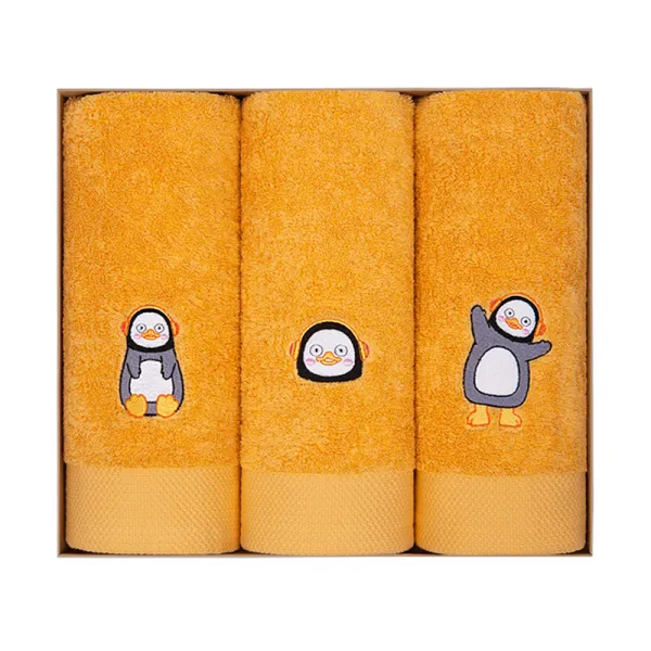 자이언트펭TV 펭수 컬러 수건 170g 40수 코마사 3종 세트, 옐로우, 1세트