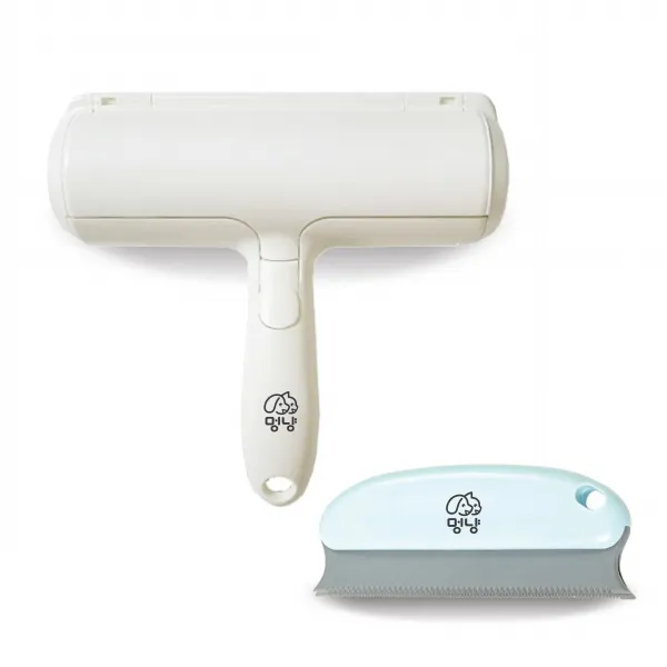 멍냥 반려동물 털 제거 반영구 돌돌이 19cm + 브러쉬 블루 돌돌이 라이트블루 브러쉬 1세트
