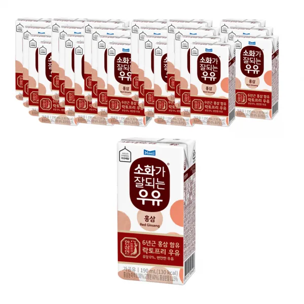 소화가잘되는우유 홍삼 190ml 24개