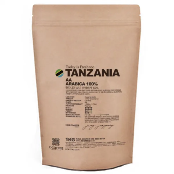 엑스데일리커피 탄자니아AA 원두커피, 홀빈(분쇄안함), 1kg