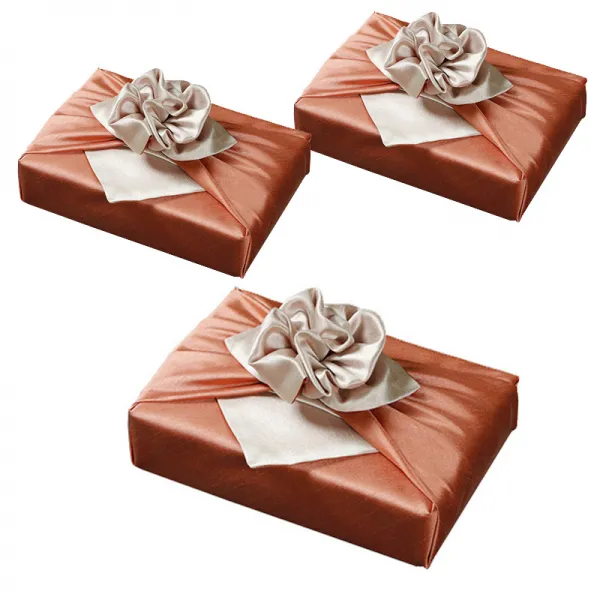 통샵 실크 겹 보자기 110 x 110 cm, 다크오렌지 + 아이보리(115), 3개