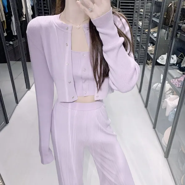 쫀쫀 니트 나시 + 가디건 + 팬츠 세트