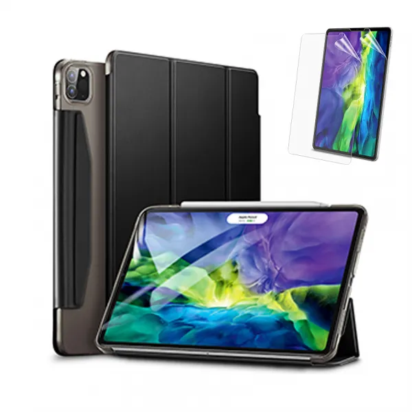 이에스알 스마트커버 태블릿 케이스 + 종이질감 액정보호필름 세트 Eb394 Ea986 블랙