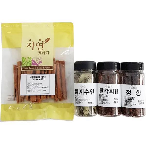 자연공방선율 뱅쇼 만들기 재료 팔각회향 80g + 정향 100g + 시가계피 500g + 월계수잎 10g 세트, 1세트