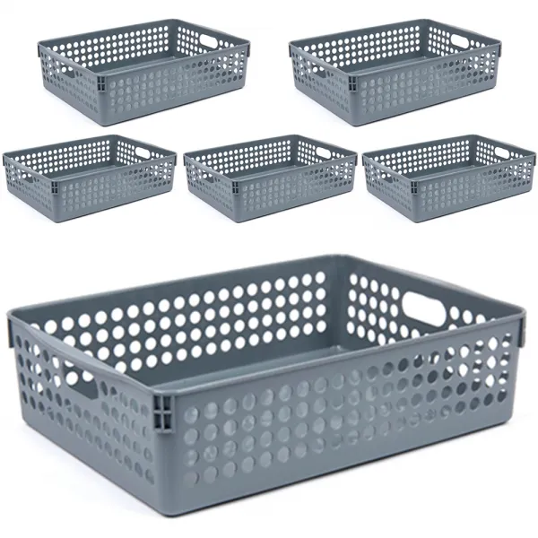 채움리빙 코지 다용도 수납바구니 6호 그레이 6개