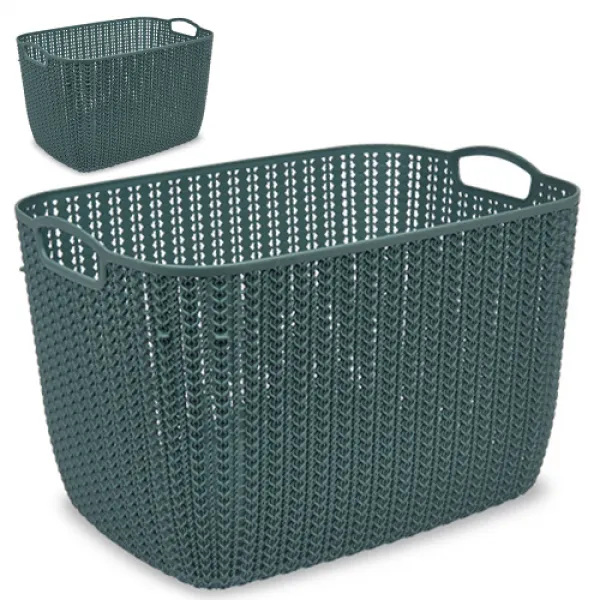 채움리빙 라탄 니트 수납 바구니 8호 다크그린 2개
