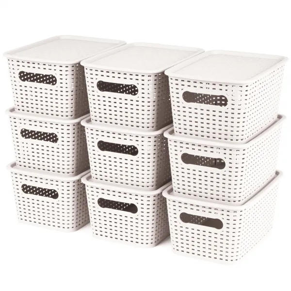 채움리빙 라탄 팬트리 수납 정리함 1호 화이트 9개