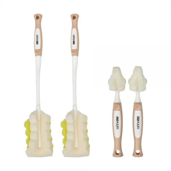 모윰 스펀지 젖병솔 2p + 젖꼭지솔 2p 1세트 코랄베이지