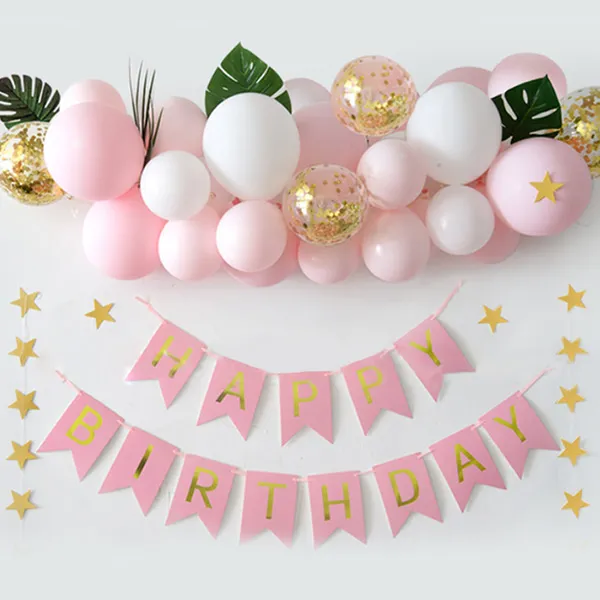 마켓감성 핑크핑크 마카롱 생일파티 풍선 세트 타입5 혼합색상 1세트