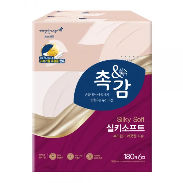 깨끗한나라 촉앤감 실키소프티 미용티슈 180매 2겹 6개입 1팩