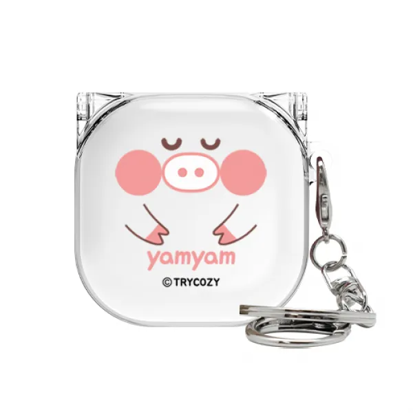 트라이코지 아기돼지 갤럭시 버즈라이브 클리어 하드케이스 + 고리 단일상품 평온