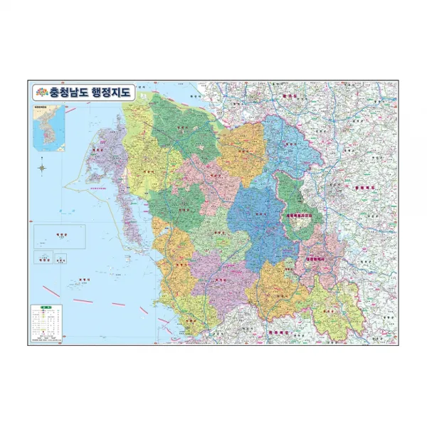 지도닷컴 충청남도 행정지도 150 X 110 Cm + 전국행정도로지도 1세트