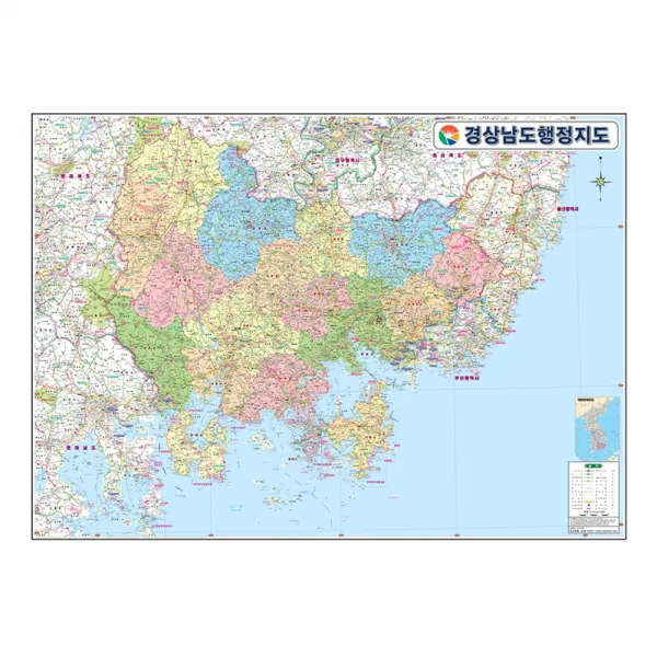 지도닷컴 경상남도 행정지도 150 X 110 Cm + 전국행정도로지도 1세트