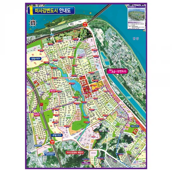 지도닷컴 미사강변도시 안내도 110 X 150 Cm + 전국행정도로지도 1세트