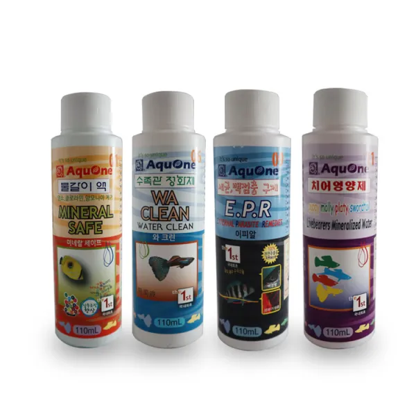 아쿠원 수족관 물갈이액 110ml + 정화제 110ml + 세균 백점충구제 110ml + 치어영양제 110ml 1세트
