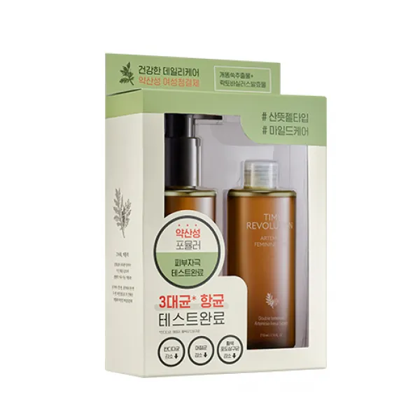 미샤 타임 레볼루션 개똥쑥 약산성 여성청결제 본품 210ml + 리필 210ml 세트 1세트