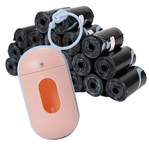 딩동펫 반려동물 캡슐형 풉백 + 배변비닐 300p 핑크 1세트