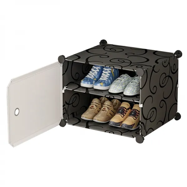 가팡 플라스틱 침대 밑 틈새 신발수납장 블랙 2단 D 1개