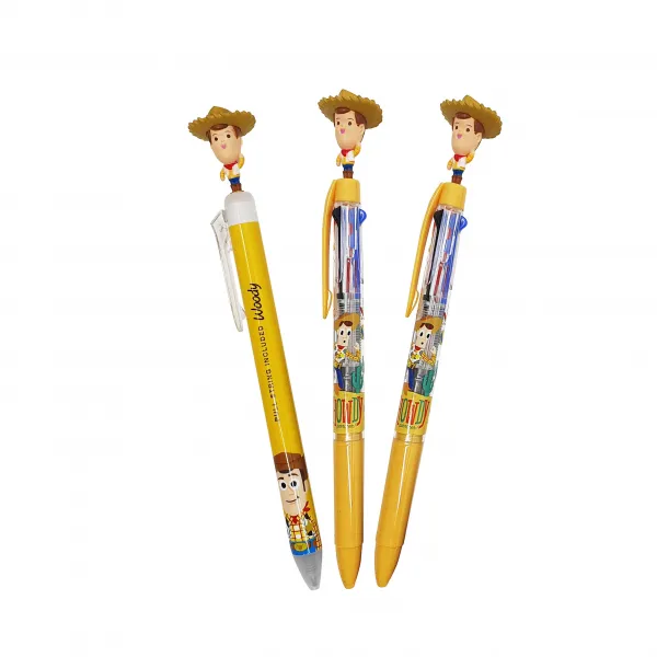 디즈니 토이스토리 우디 마스코트 볼펜 B타입 흑색 0.5mm + 3색 0.5mm 2p 혼합색상 1세트