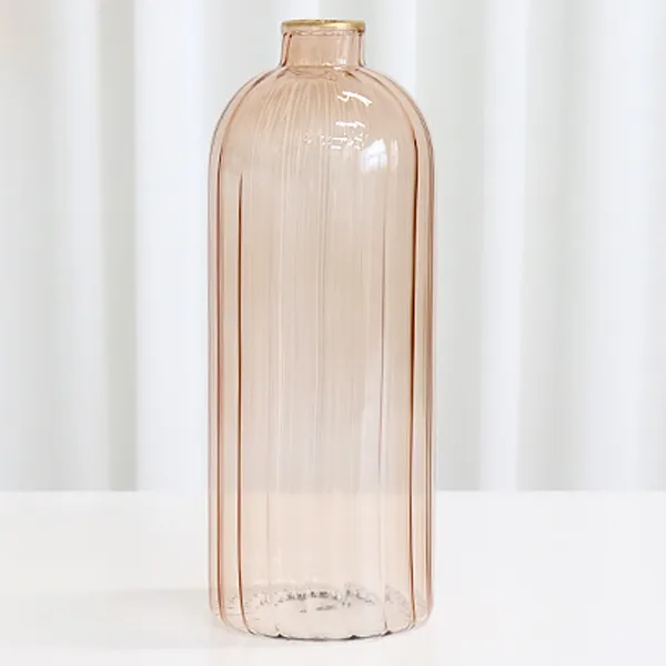 코지테이블 골드라인 유리 화병 롱 보틀 핑크