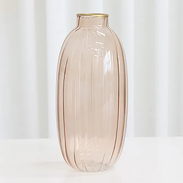 코지테이블 골드라인 유리 화병 볼록이 핑크