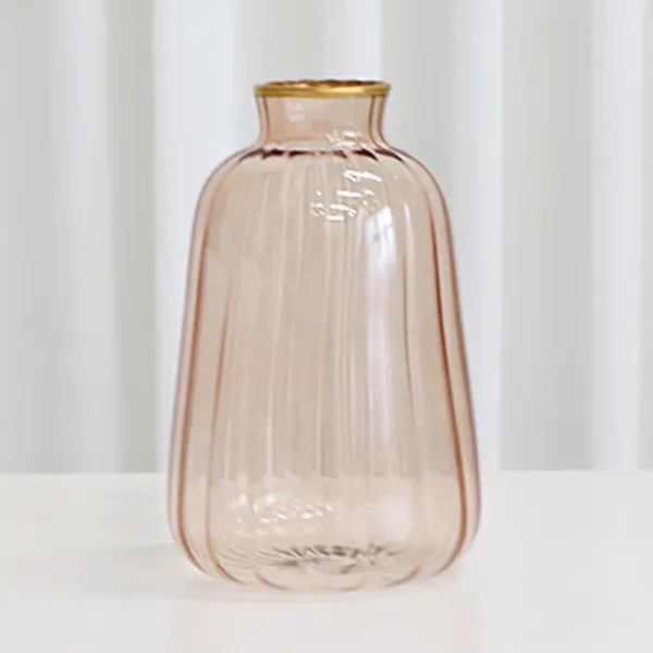 코지테이블 골드라인 유리 화병 슬림 펌킨 핑크