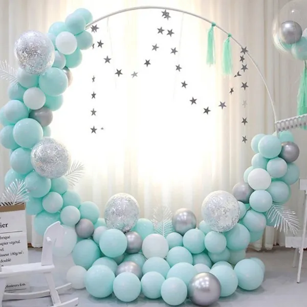 블럭마트 돌잔치 나뭇잎포인트 생일파티풍선세트, 블루