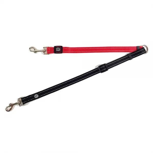 멍템 강아지 두마리 산책 트윈줄, 레드 + 블랙