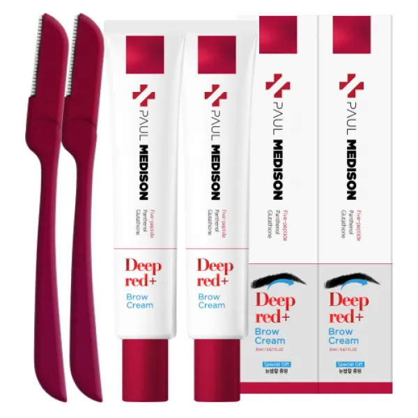 폴메디슨 딥레드 아이브로우 리페어 눈썹영양제 20ml + 눈썹칼, 2세트