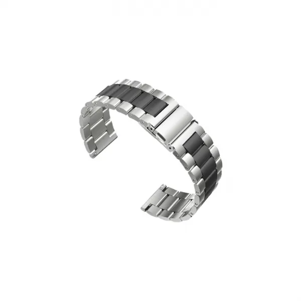 비쉐르 갤럭시 워치2 투톤엑설런트 메탈 밴드 스트랩 (44mm 호환 가능), 블랙실버, 1개