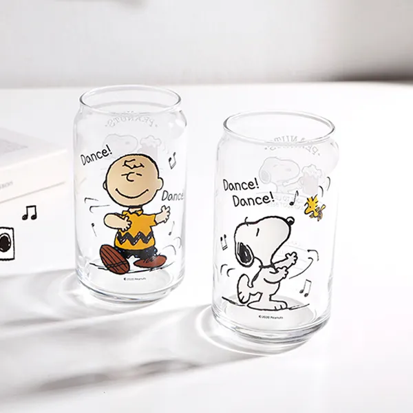 피너츠 댄스댄스 유리잔 330ml x 2종세트, 혼합색상, 1세트