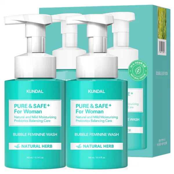 쿤달 퓨어 앤 세이프 여성청결제 네추럴허브 300ml 2개