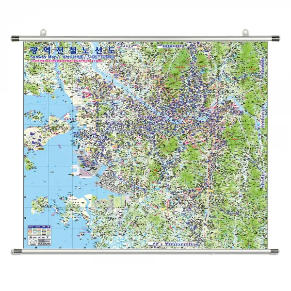 지도닷컴 광역전철노선도 수도권 족자 대 + 전국행정도로지도, 1세트