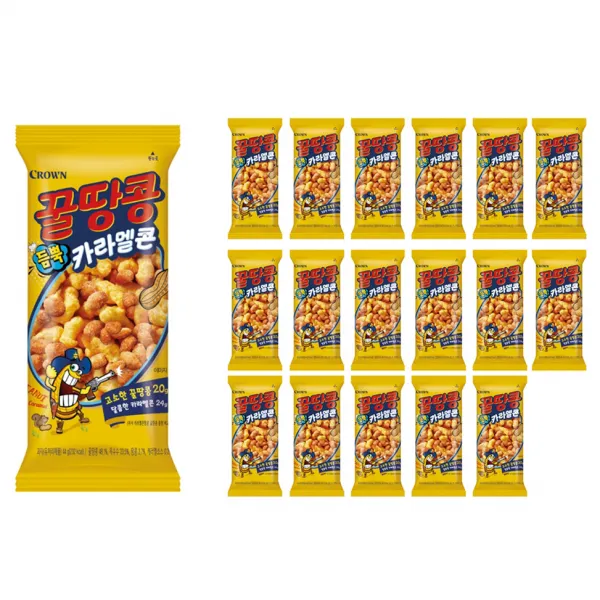 크라운 꿀땅콩 뜸뿍 카라멜콘 44g 18개