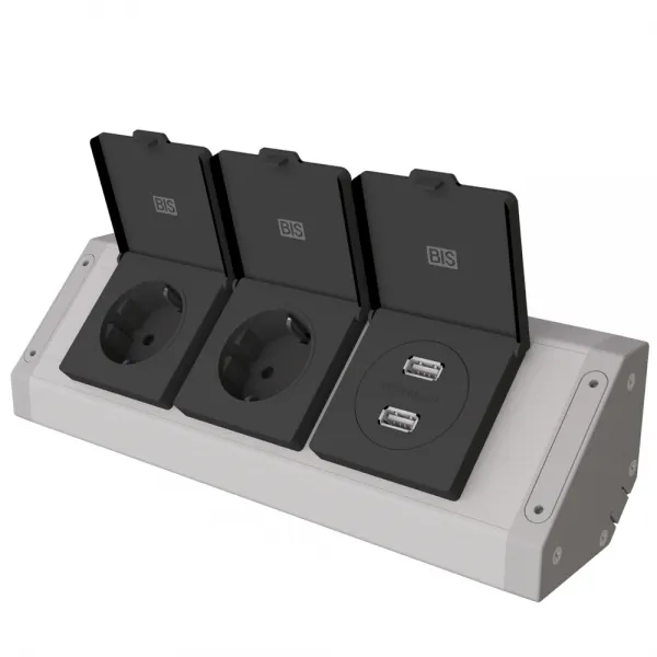 비아이에스 노출형 매직 코너 콘센트 USB BIB202, 1개