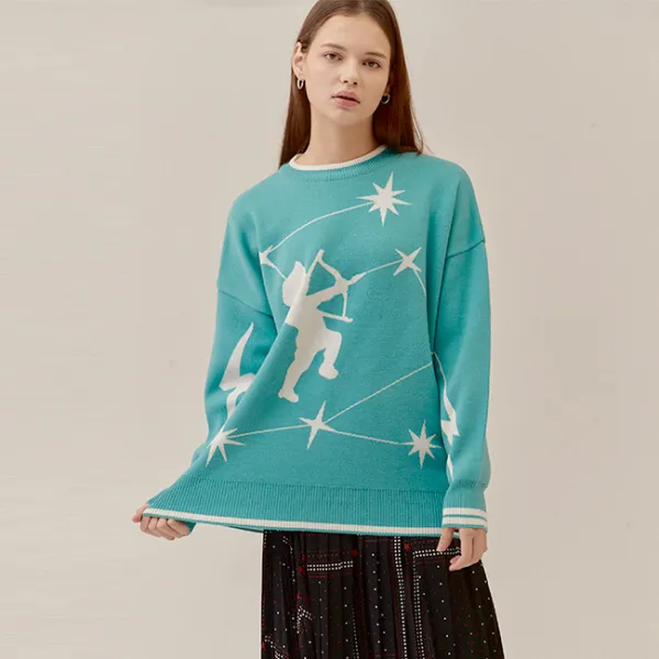 아이아이 여성용 STARRY NIGHT CUPID PRINTED KNIT TOP EETZ3NTR04W