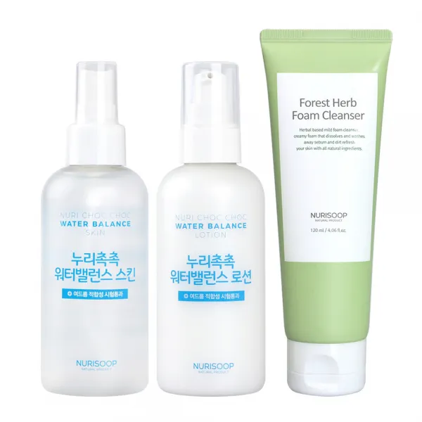 누리숲 누리촉촉 스킨 160ml + 로션 160ml + 녹삼초 폼클렌저 120ml 1세트