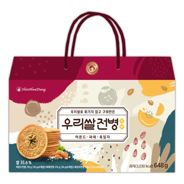 신화당 우리쌀 전병 세트 648g 흑임자 36g X 6p + 파래 36g X 6p + 아몬드 36g X 6p 1세트