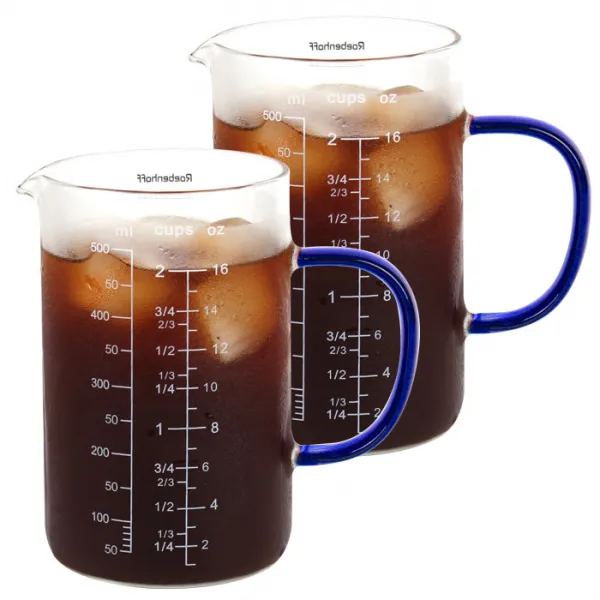 레벤호프 핸들 내열유리 계량컵 2p, 블루, 500ml