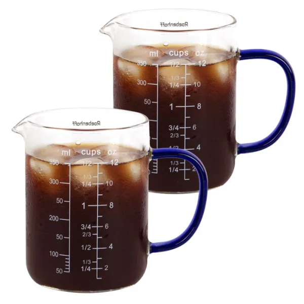 레벤호프 핸들 내열유리 계량컵 2p, 블루, 350ml