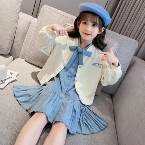 앤젤아이 여아용 가디건 + 주름 원피스 세트