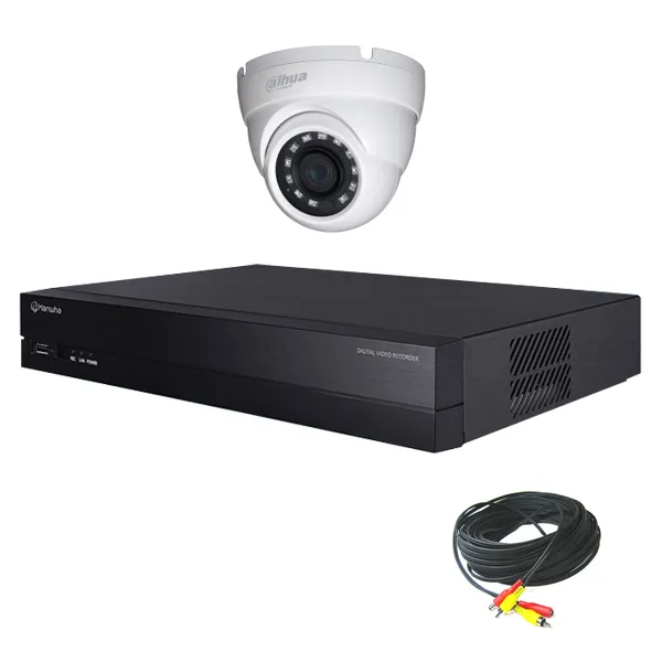 한화테크윈 4채널 DVR 녹화기 + 적외선 돔형 카메라 실내용 + 동축 전원 일체형 케이블 80m 세트 자가설치, HRX-420, HAC-HDW1500MN