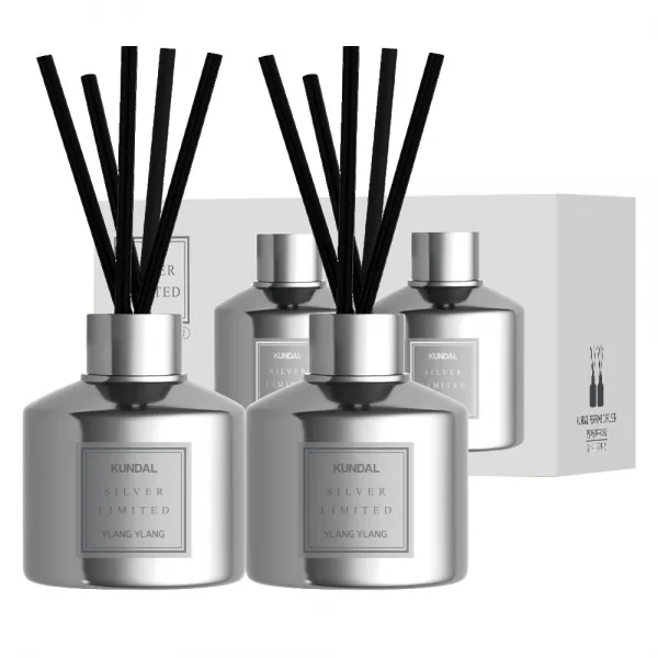 쿤달 퍼퓸 디퓨저 실버 에디션 200ml 2개 + 섬유스틱 10개 세트 일랑일랑향