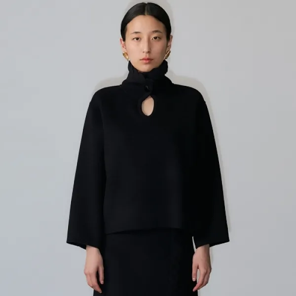 해프닝 여성용 WAVE COLLAR HANDMADE PULLOVER