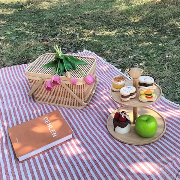 린넨 피크닉 매트 + 에코백 레드스트라이프수술