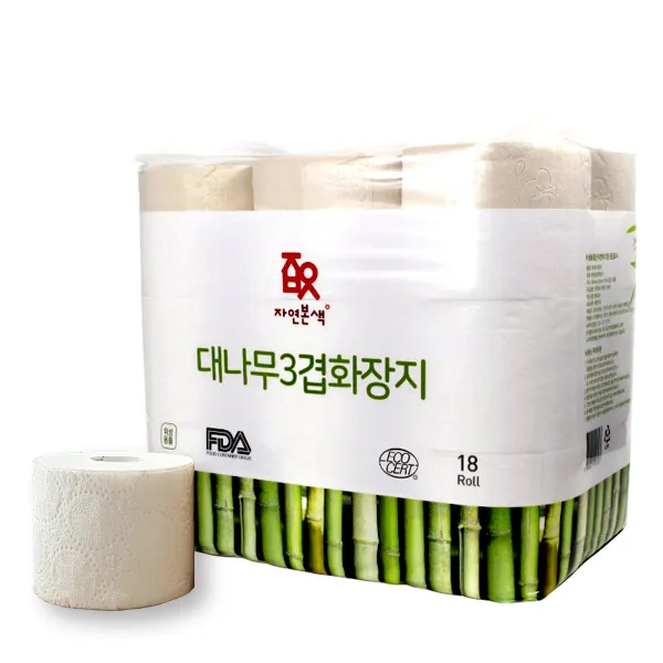 자연본색 천연펄프 친환경 대나무 3겹 롤화장지 35m, 1팩, 18롤