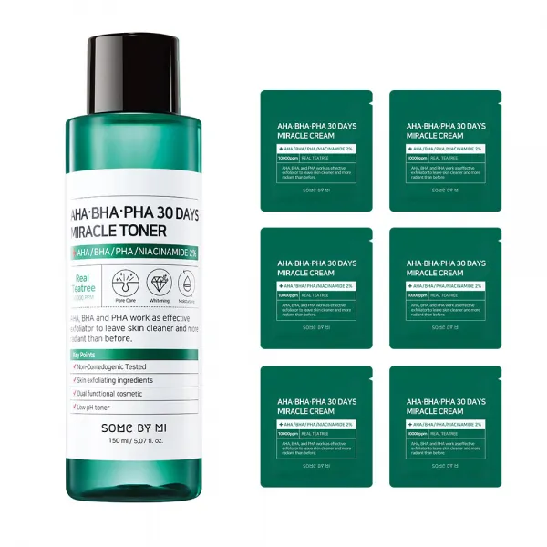 썸바이미 아하 바하 파하 30 데이즈 미라클 토너 150ml + 미라클 크림 샘플 파우치 6p, 1세트