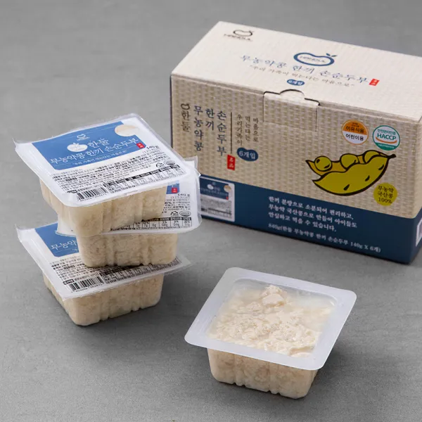 한둘 무농약콩 한끼 손 순두부 140g 6개